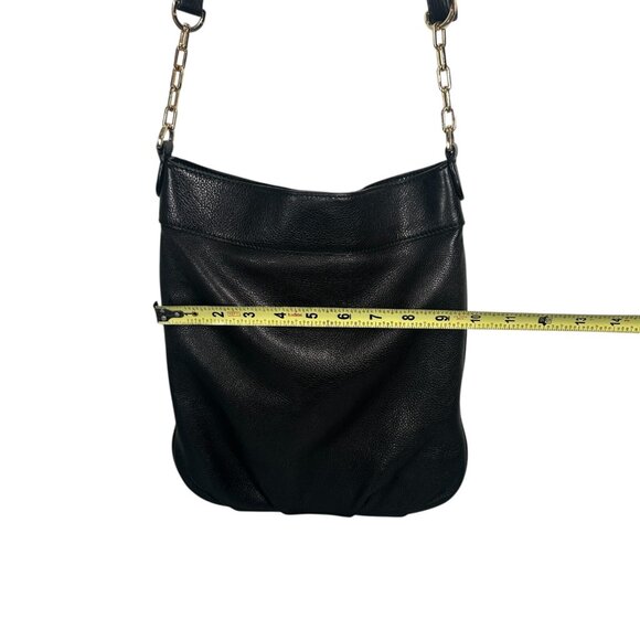 Tory Burch Black Stacked T Book Bag Pebbled Leather Crossbody - Picture 16 of 16